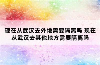 现在从武汉去外地需要隔离吗 现在从武汉去其他地方需要隔离吗